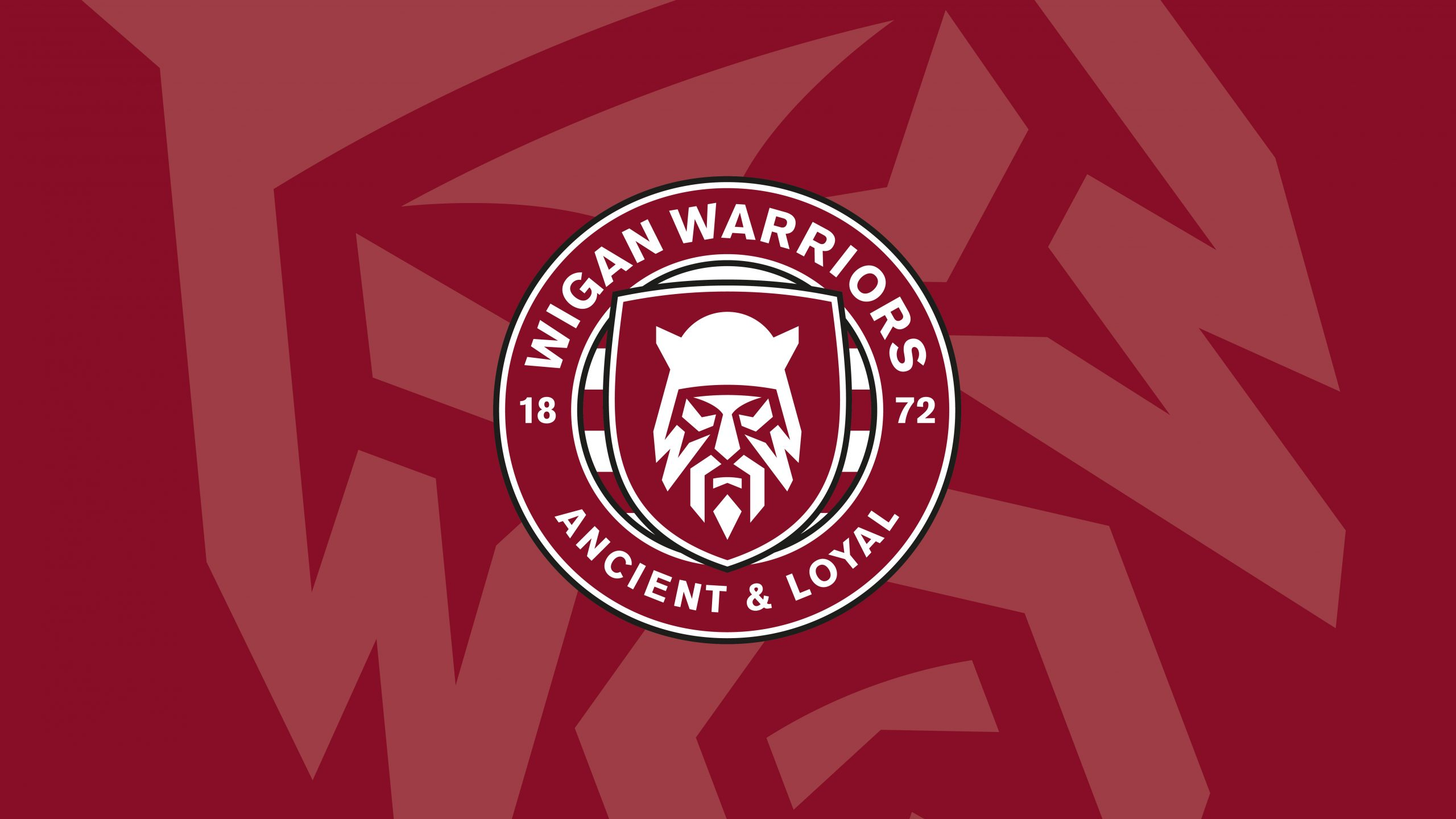 Wigan Warriors logo with a backdrop containing elements of the logo